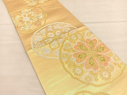 平和屋着物◎六通柄袋帯　花丸文　金銀糸　正絹　逸品　BAAU1493hv