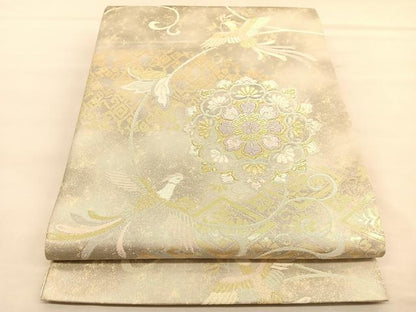 平和屋着物◎六通柄袋帯 唐織 宝相華鳳凰花文 金糸 正絹 逸品 BAAU1552hv