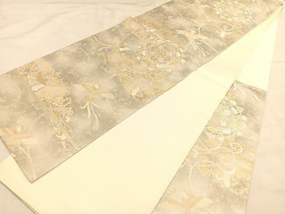 平和屋着物◎六通柄袋帯 唐織 宝相華鳳凰花文 金糸 正絹 逸品 BAAU1552hv