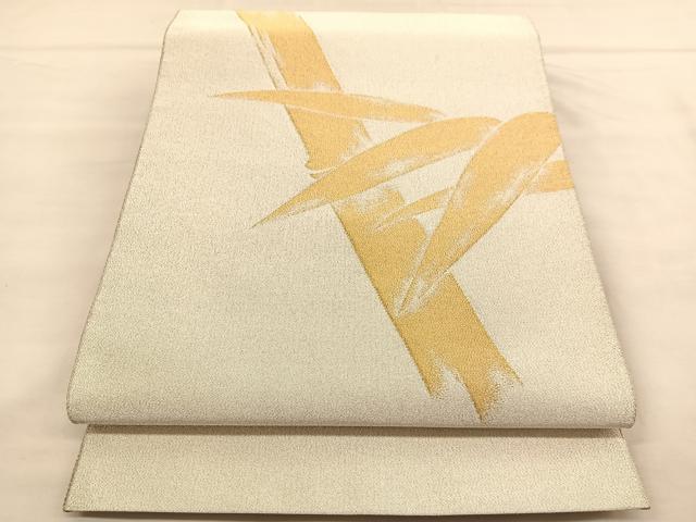 平和屋着物◎太鼓柄袋帯 綴れ 笹竹文 金糸 正絹 逸品 未使用 BAAU1562hv
