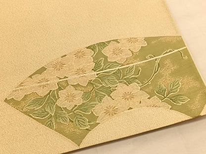 平和屋着物◎太鼓柄袋帯 綴れ 地紙花文 金糸 正絹 逸品 BAAU1596hv