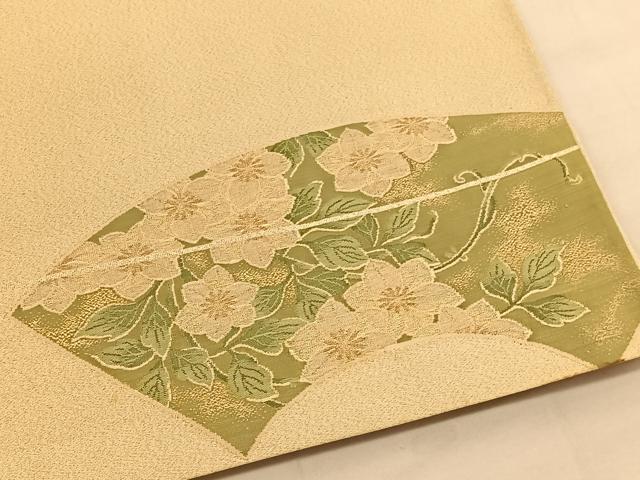 平和屋着物◎太鼓柄袋帯 綴れ 地紙花文 金糸 正絹 逸品 BAAU1596hv