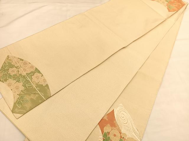 平和屋着物◎太鼓柄袋帯 綴れ 地紙花文 金糸 正絹 逸品 BAAU1596hv