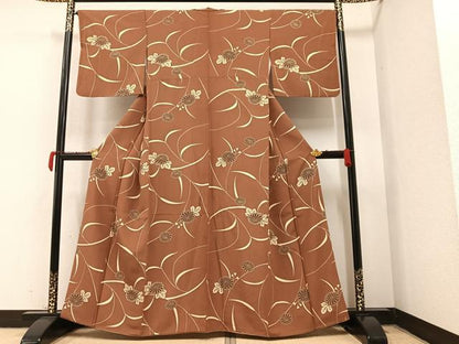 平和屋着物●上質な小紋 型染め 草花文 正絹 逸品 AAAY5589ph