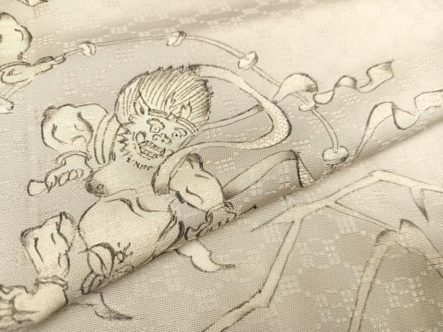 平和屋着物●花織　訪問着　手描き　風神雷神　正絹　逸品　AAAY5923ph