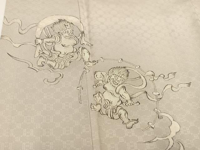 平和屋着物●花織　訪問着　手描き　風神雷神　正絹　逸品　AAAY5923ph