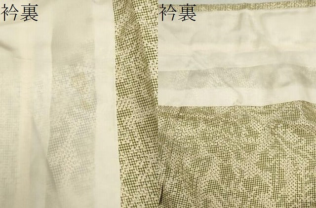 平和屋着物▽上質な紬 単衣 更紗花文 正絹 逸品 CAAV3891dy