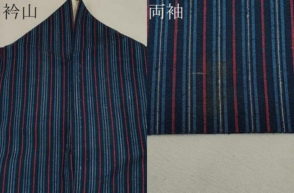 平和屋着物▽上質な紬 単衣 縞 正絹 逸品 CAAV3879dy