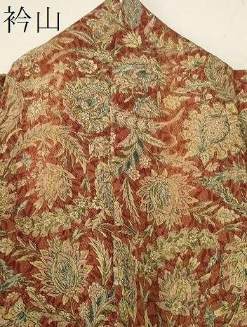 平和屋着物▽上質な小紋 単衣 更紗花文 鬼しぼ縮緬 正絹 逸品 CAAV3904dy