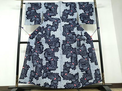 平和屋着物∴夏物 浴衣 有松鳴海絞り 舞蝶文 綿 逸品 DAAV4146ud