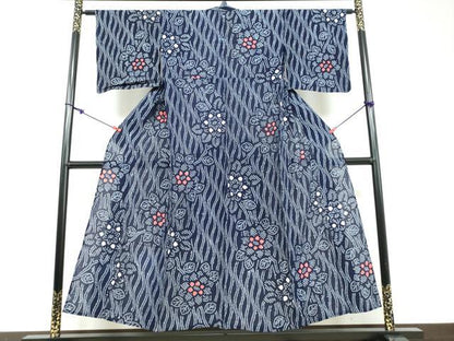平和屋着物∴夏物 浴衣 有松鳴海絞り 草花文 綿 逸品 DAAV4147ud