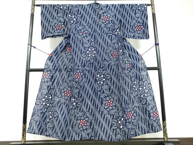 平和屋着物∴夏物 浴衣 有松鳴海絞り 草花文 綿 逸品 DAAV4147ud