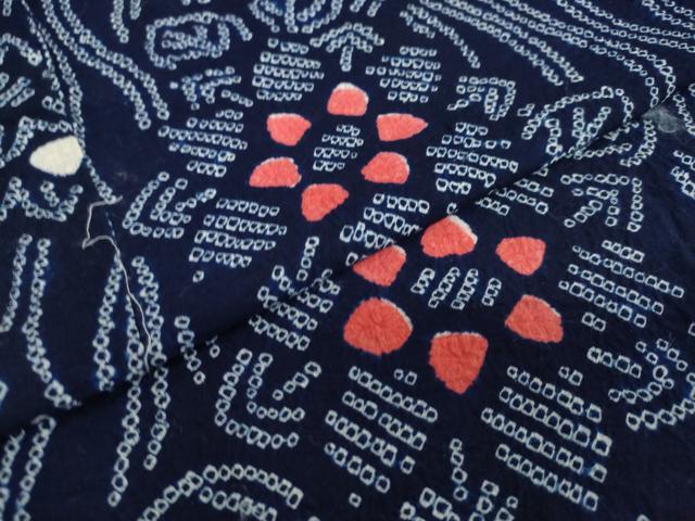 平和屋着物∴夏物 浴衣 有松鳴海絞り 草花文 綿 逸品 DAAV4147ud