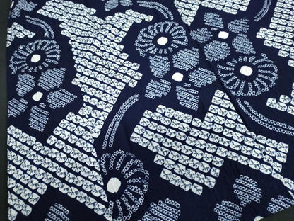 平和屋着物∴夏物 浴衣 有松鳴海絞り 舞花文 綿 逸品 DAAV4143ud