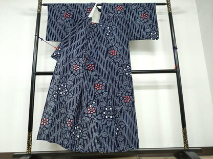 平和屋着物∴夏物 浴衣 有松鳴海絞り 草花文 綿 逸品 DAAV4147ud
