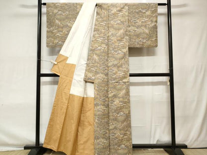 平和屋着物■上質な紬　樹林風景文　正絹　逸品　CAAU0464ev