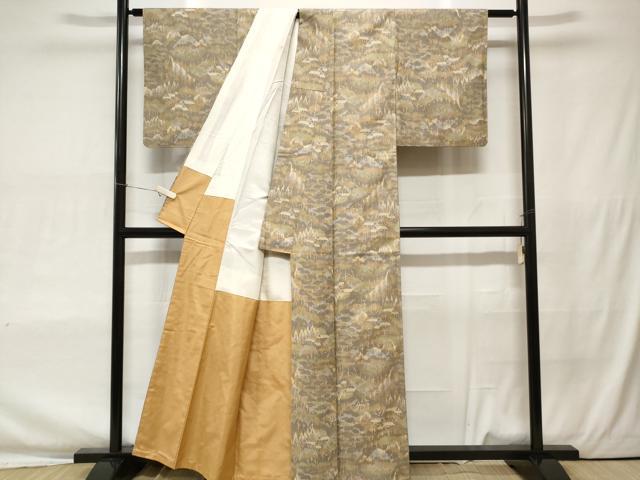 平和屋着物■上質な紬　樹林風景文　正絹　逸品　CAAU0464ev