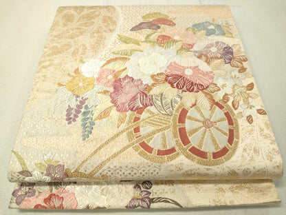 平和屋着物▼六通柄袋帯 唐織 花車文 金銀糸 正絹 逸品 CAAV8450vp