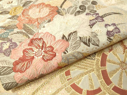 平和屋着物▼六通柄袋帯 唐織 花車文 金銀糸 正絹 逸品 CAAV8450vp