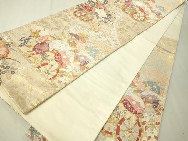平和屋着物▼六通柄袋帯 唐織 花車文 金銀糸 正絹 逸品 CAAV8450vp