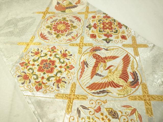 平和屋着物▼六通柄袋帯　唐織　正倉院天井華文　金銀糸　正絹　逸品　CAAV8451vp