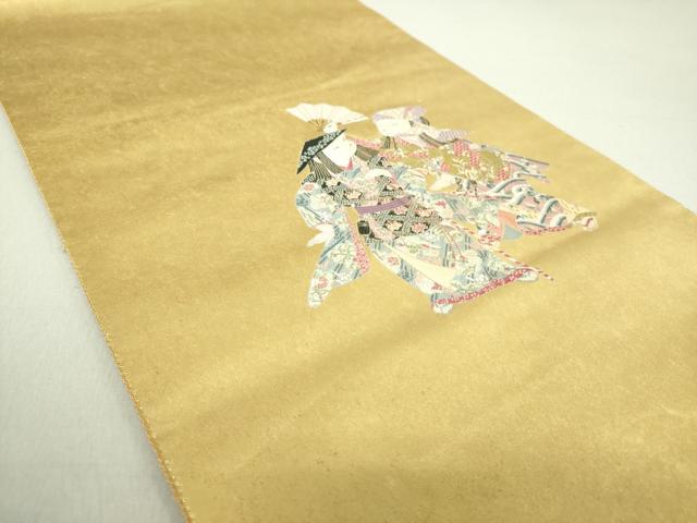 平和屋着物●加賀友禅の巨匠 初代 由水十久 西陣 長嶋成織物 ながしま帯 太鼓柄袋帯 阿国 本金箔 瀞金錦 正絹 逸品 DAAV6031ps