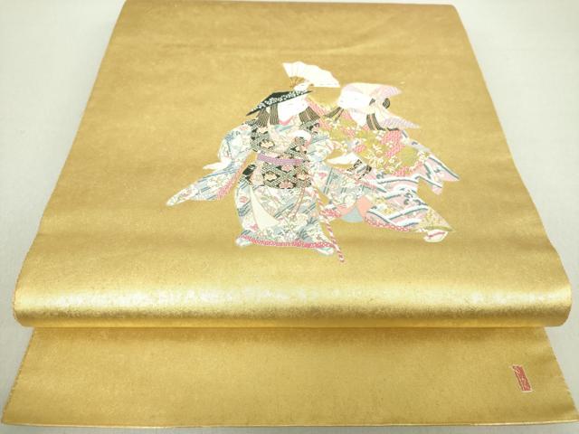 平和屋着物●加賀友禅の巨匠 初代 由水十久 西陣 長嶋成織物 ながしま帯 太鼓柄袋帯 阿国 本金箔 瀞金錦 正絹 逸品 DAAV6031ps