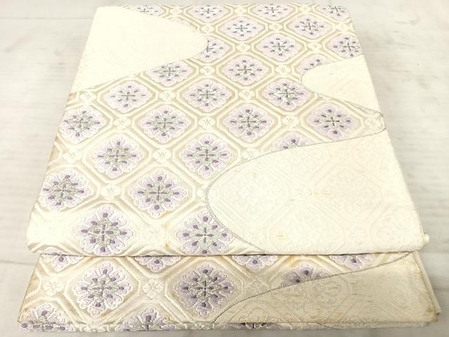 平和屋着物◎六通柄袋帯　唐織　蜀江花文　銀糸　正絹　逸品　AAAY2106yx