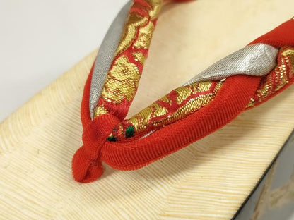 平和屋本店■和装小物　ぽっくり下駄　こっぽり・おこぼ下駄　畳風　金蒔絵　群れ鶴　逸品　DZAA11205kh5