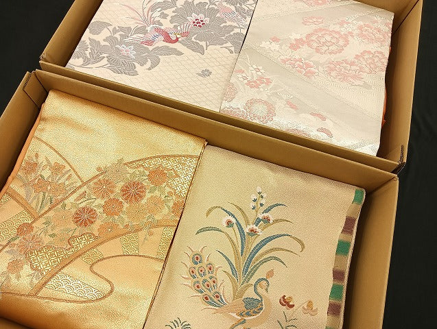 平和屋着物■名古屋帯 まとめて100点 孔雀 尾長鳥 更紗 花柄 相良刺繍 金銀糸 など 着用可能多数 未使用品あり 全て正絹 mmm914