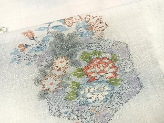平和屋着物●小千谷紬 亀甲草花文 正絹 逸品 AAAY5945ph