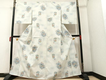 平和屋着物●小千谷紬 亀甲草花文 正絹 逸品 AAAY5945ph