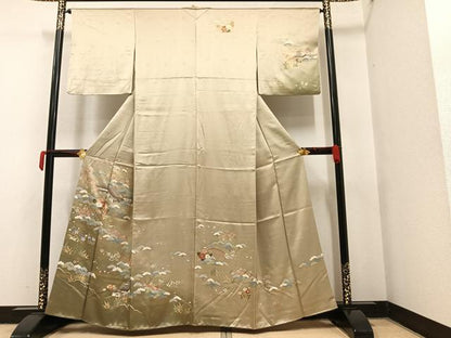平和屋着物●訪問着 籬草花風景文 金彩 正絹 逸品 AAAY5955ph