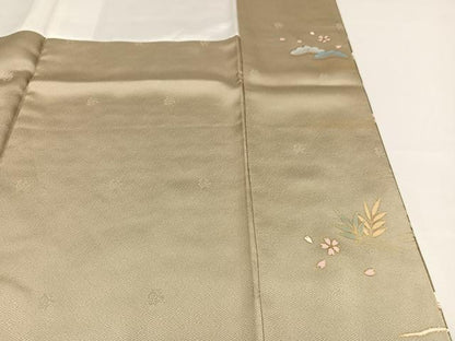 平和屋着物●訪問着 籬草花風景文 金彩 正絹 逸品 AAAY5955ph