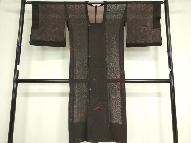 平和屋着物▽道行コート　スリーシーズン　春夏秋　塵除け　紗　流水舞葉文　ロング丈　正絹　逸品　DAAV5074az