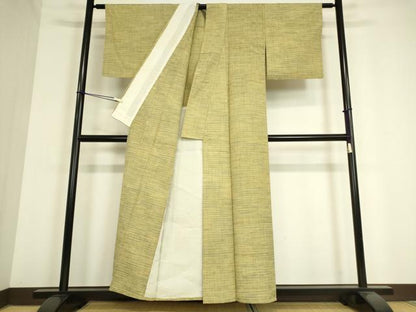 平和屋着物▽上質な紬 単衣 花織 霞文 正絹 逸品 DAAV5027az