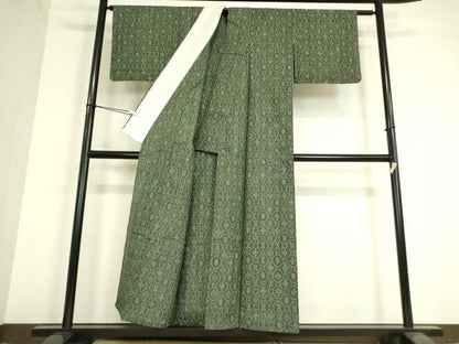 平和屋着物▽上質な紬　単衣　蜀江花文　正絹　逸品　DAAV5028az