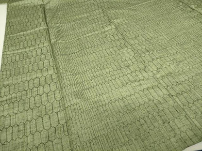 平和屋着物▽上質な紬 単衣 網目文 正絹 逸品 DAAV5049az