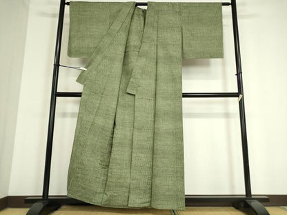平和屋着物▽上質な紬 単衣 網目文 正絹 逸品 DAAV5049az