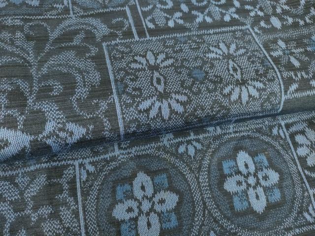 平和屋着物▽上質な紬 単衣 幾何学花文 正絹 逸品 未使用 DAAV5039az