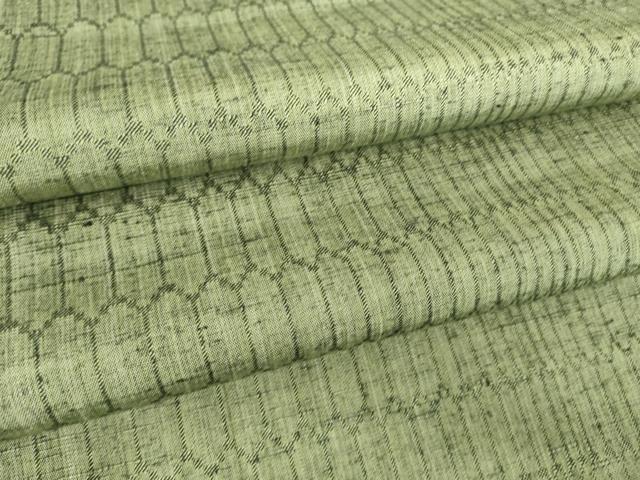平和屋着物▽上質な紬 単衣 網目文 正絹 逸品 DAAV5049az