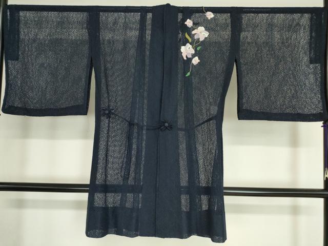 平和屋着物▽道中着　スリーシーズン　春夏秋　塵除け　ビーズ　パッチワーク　草花文　ロング丈　DAAV5068az