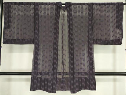 平和屋着物▽長羽織　スリーシーズン　春夏秋　塵除け　間道　深紫色　正絹　逸品　DAAV5064az