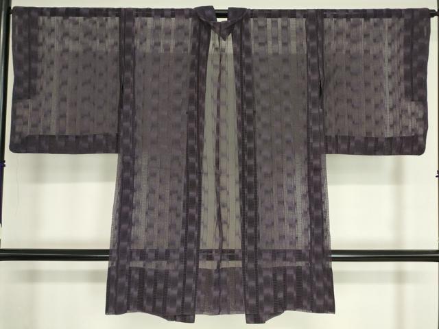 平和屋着物▽長羽織　スリーシーズン　春夏秋　塵除け　間道　深紫色　正絹　逸品　DAAV5064az