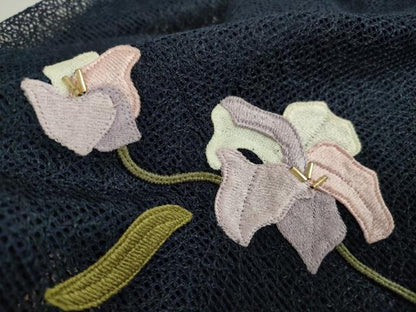 平和屋着物▽道中着　スリーシーズン　春夏秋　塵除け　ビーズ　パッチワーク　草花文　ロング丈　DAAV5068az