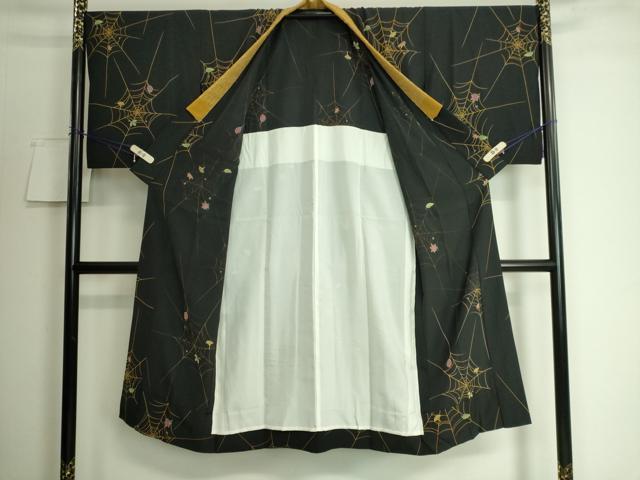 平和屋着物■上質な長襦袢　無双仕立て　蜘蛛の巣　黒地　逸品　DZAA8033kh5