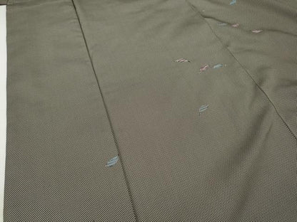平和屋着物■上質なお召 舞葉文 正絹 逸品 AAAY5477gw