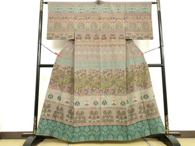 平和屋着物●前田仁仙　仁仙更紗　訪問着　洋花文　正絹　逸品　DAAV1493tw
