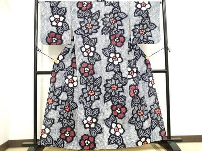 平和屋着物∴夏物 浴衣 有松鳴海絞り 草花文 綿 逸品 DAAV7058cd