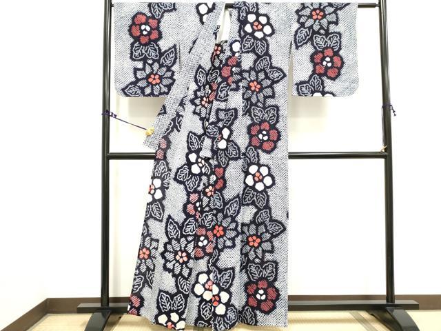 平和屋着物∴夏物 浴衣 有松鳴海絞り 草花文 綿 逸品 DAAV7058cd